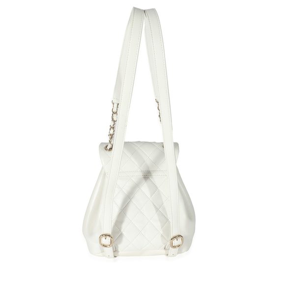 Chanel White Shiny Aged Quilted Lambskin Small Duma Drawstring Backpack - Picture 3 of 7